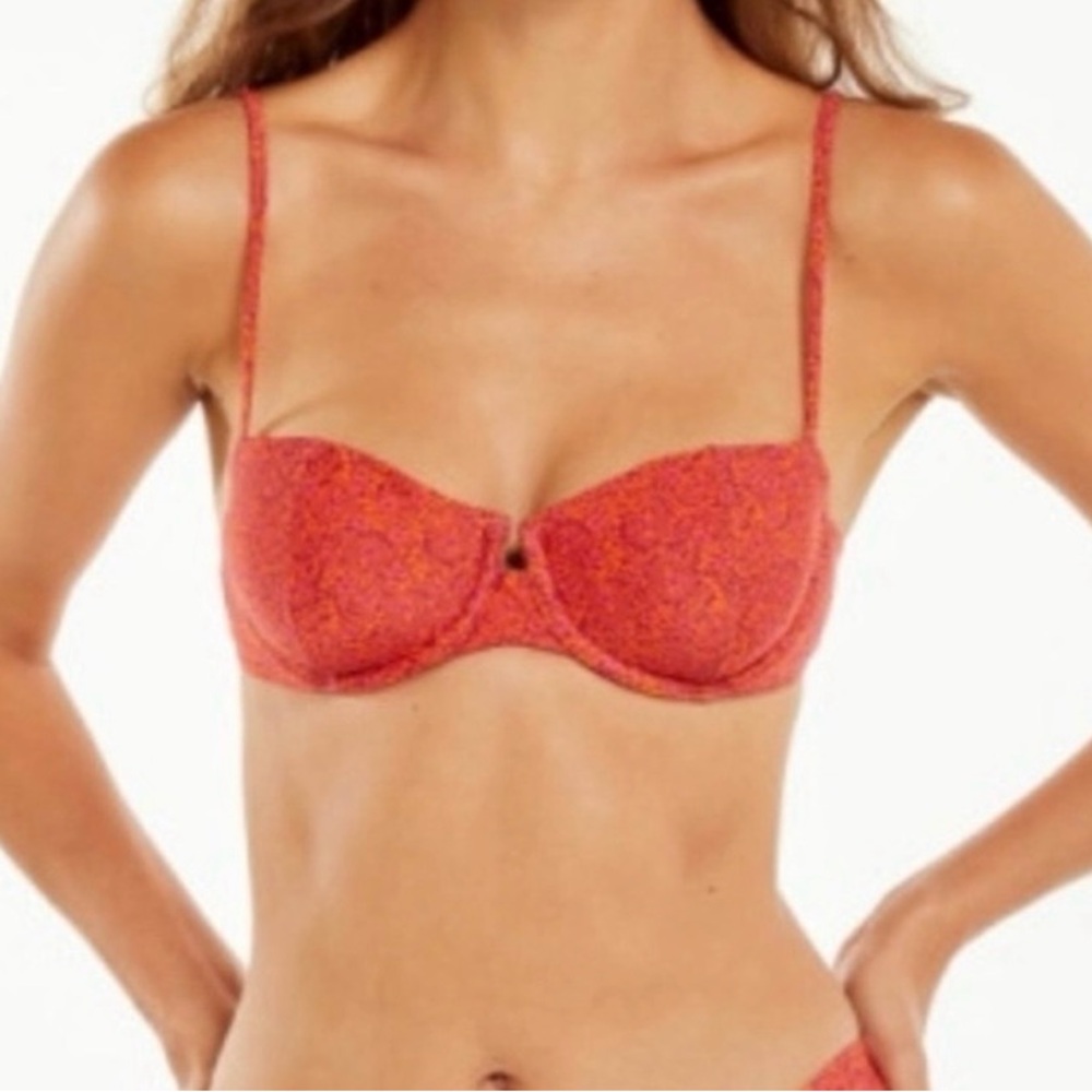 Vix Ibiza Paisley Underwire Bikini Top Orange Pink NWT M